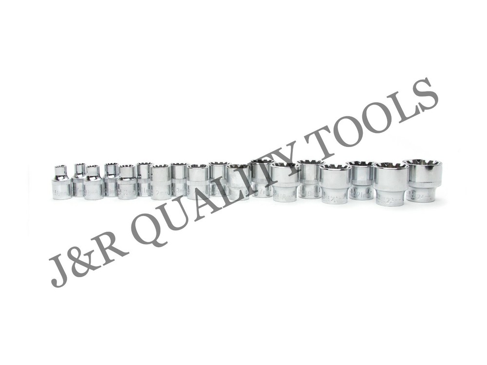 18 Piece Metric 3/8” Drive Socket Tool Set Universal Spline Socket Set