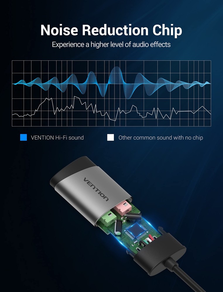USB Audio Adapter - VENTION External Stereo Double Jack, Jack