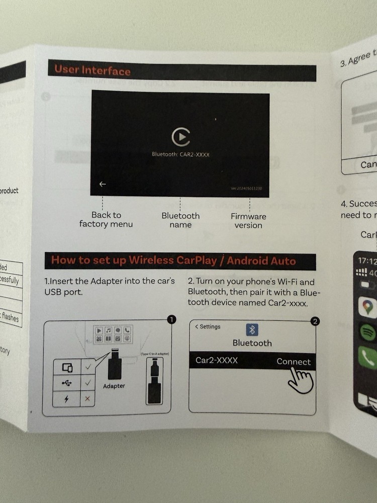NEW CA505 Wireless Car Adapter CarPlay Android Auto Plug & Play USB WiFi