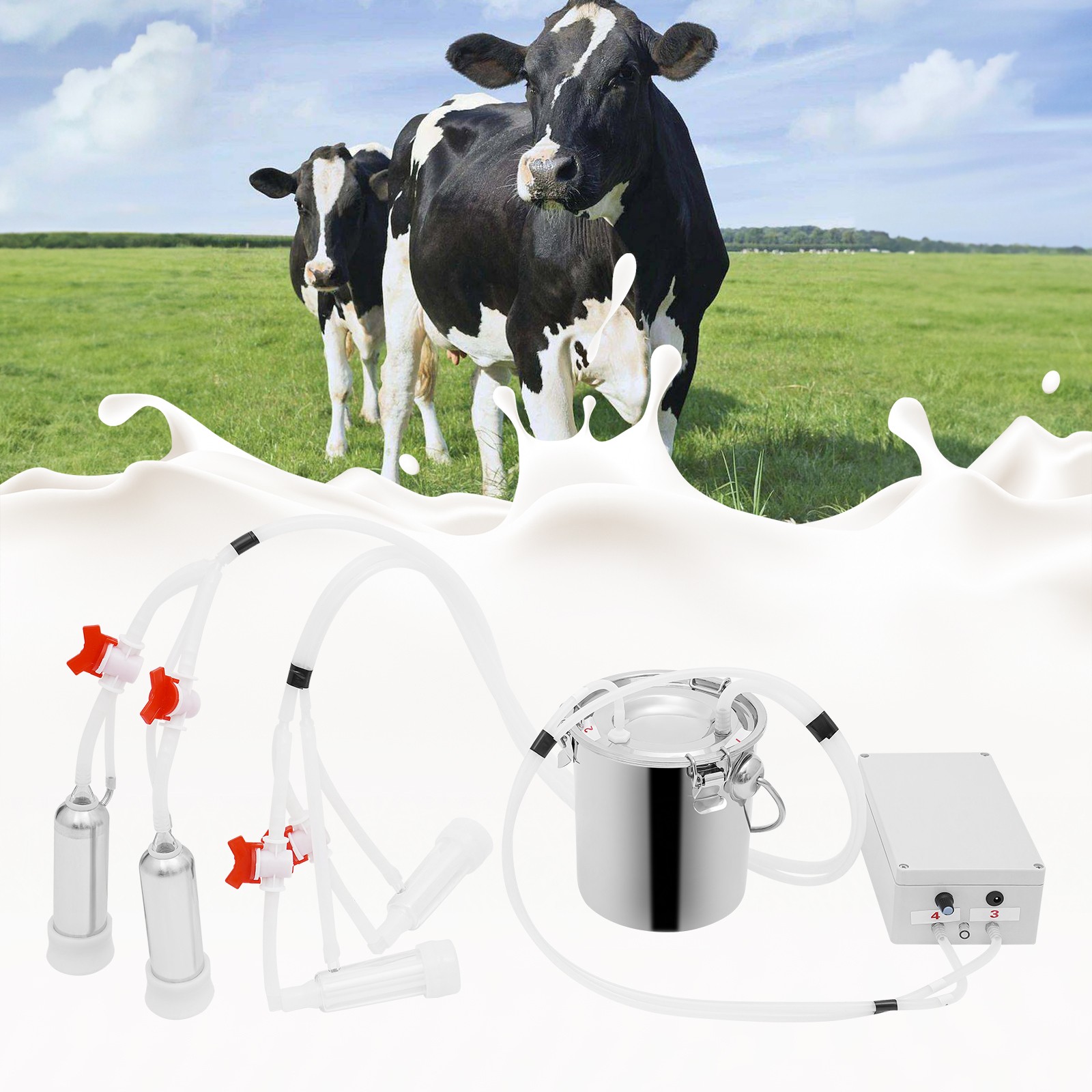Pulsation Cow Milking Machine, Electric Cow Milker, Milking Machine with Stainle