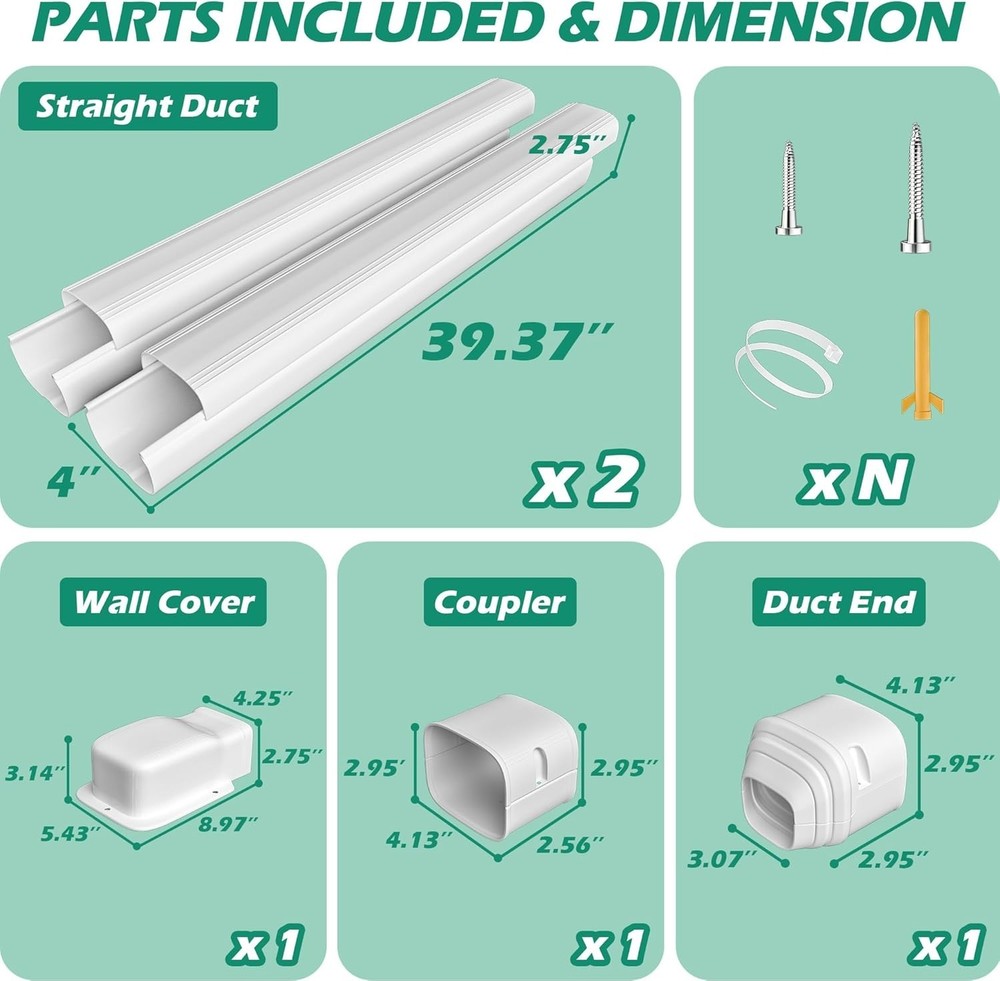 Mini Split Line Cover 4'' 7.5Ft Line Hide For Mini Split Air Conditioner Central