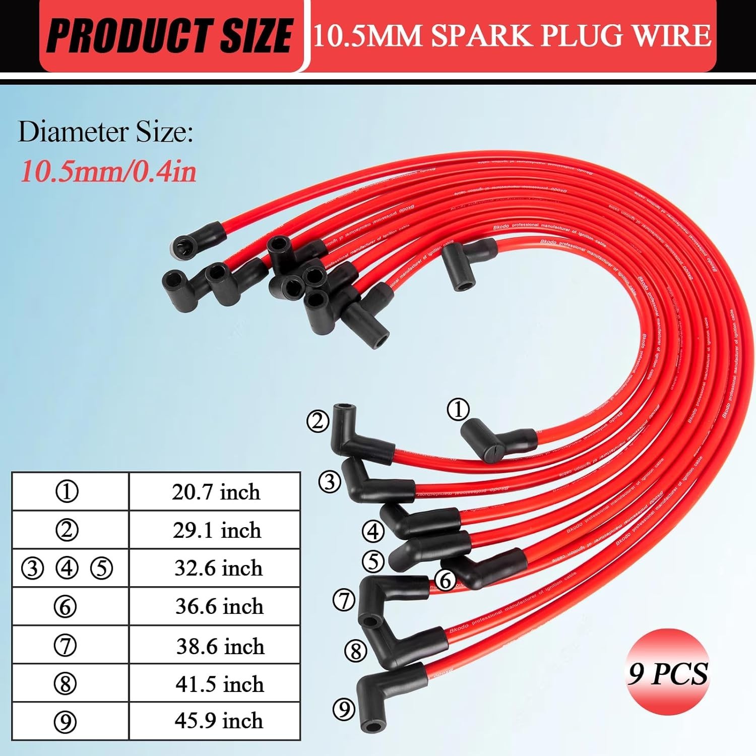 High Performance 10.5mm Spark Plug Wires Set Fit for HEI BBC SBC 350 454 383 Ele