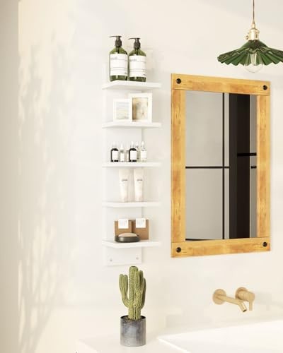 Wall Shelf Unit,Vertical Shelf,Floating Storage Wall 5 Tier White