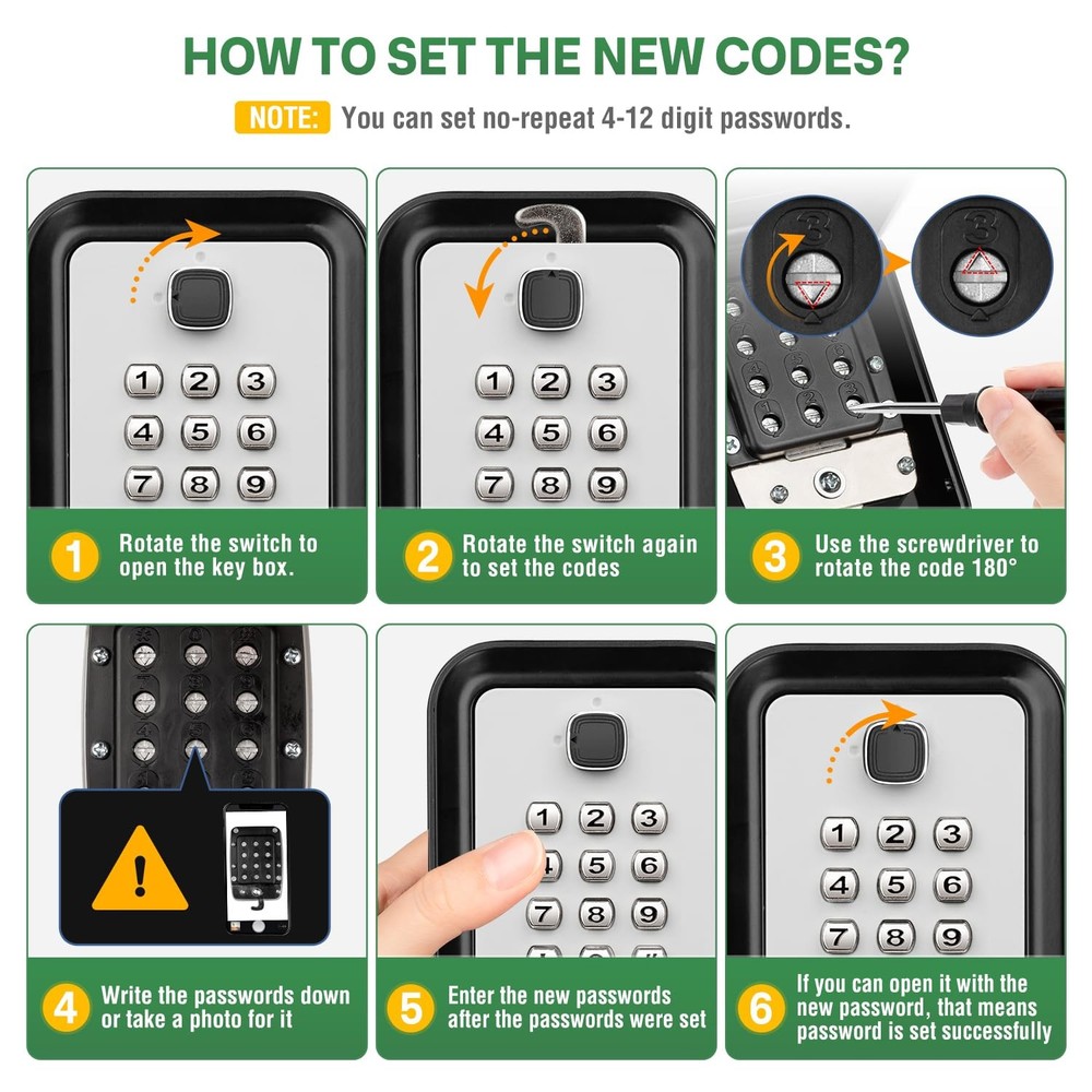 Waterproof Key Lock Box Wall Mount 12Digit Keypad Code Storage Safe Garage