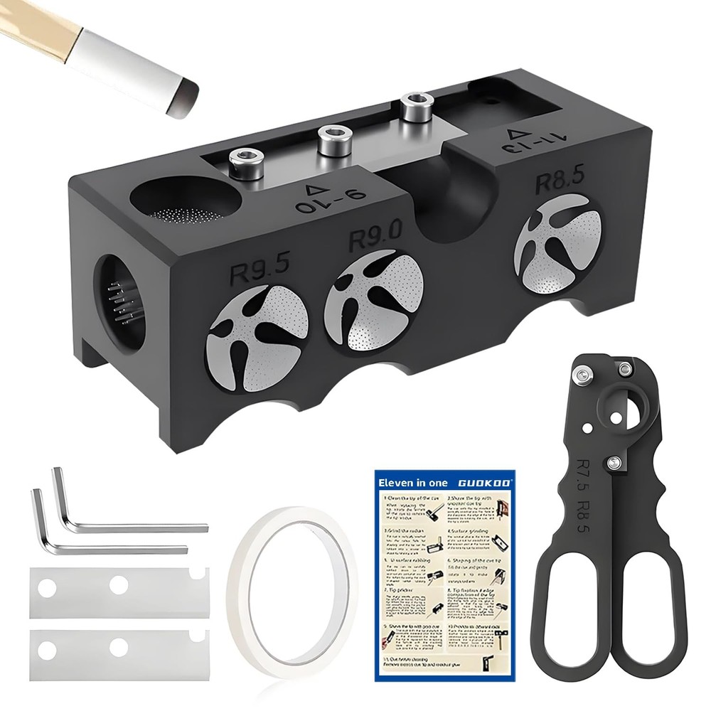 11in1 Pool Cue Tip Replacement Kit Shaper Repair Table Accessory Kit Pro