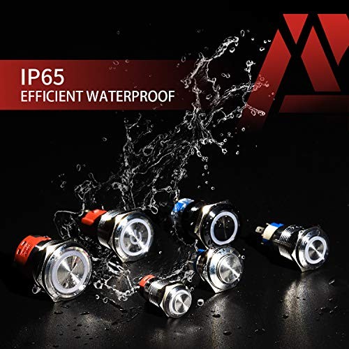 12mm Latching Push Button Switch SPST Pre 150mm Pre-wired Black Shell-Blue