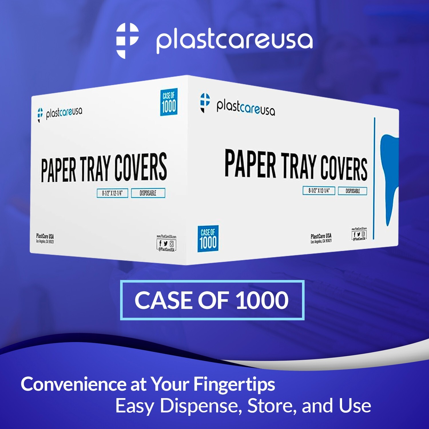 Blue Paper Dental Tray Covers for Size "B" Trays 8.25 "x 12.25", (Case of 1000)