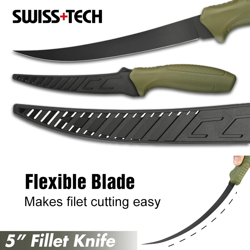Swiss+Tech Floating Fishing Fillet Knife for Filleting Boning 5 inch Steel Blade