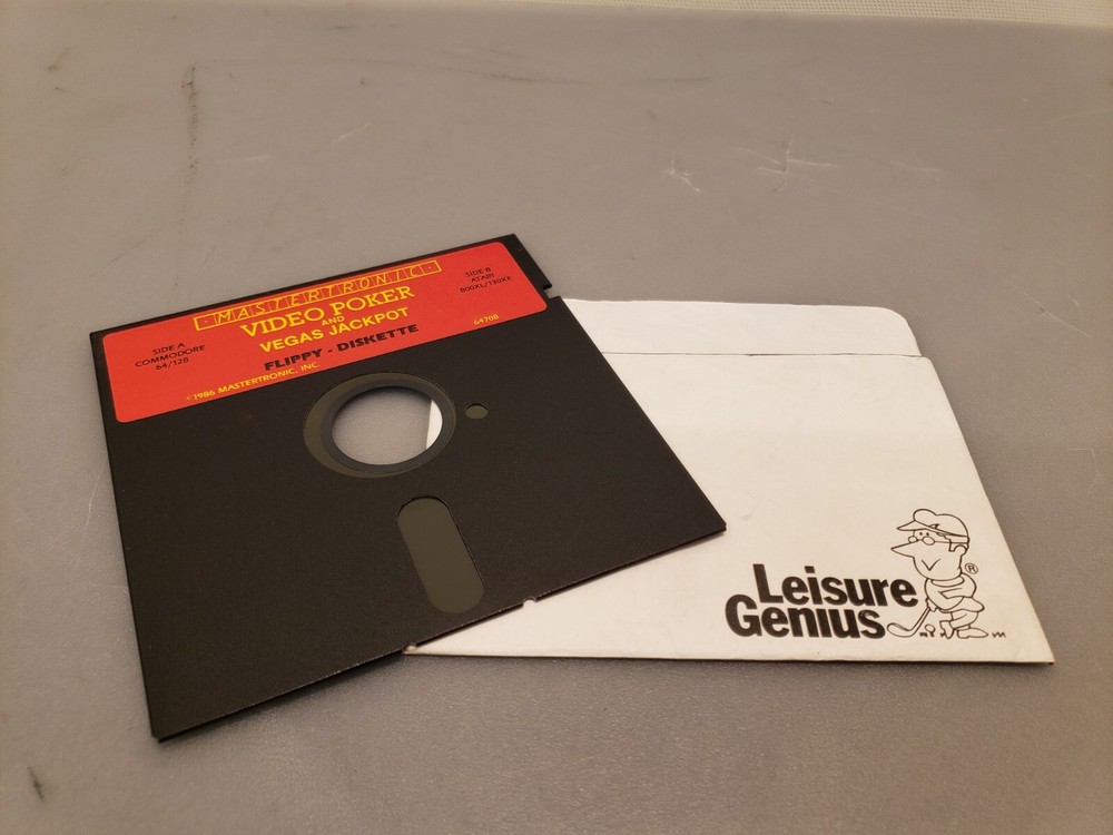 Vintage Mastertronic Video Poker Commodore Atari Software 5-1/4" Floppy Disk