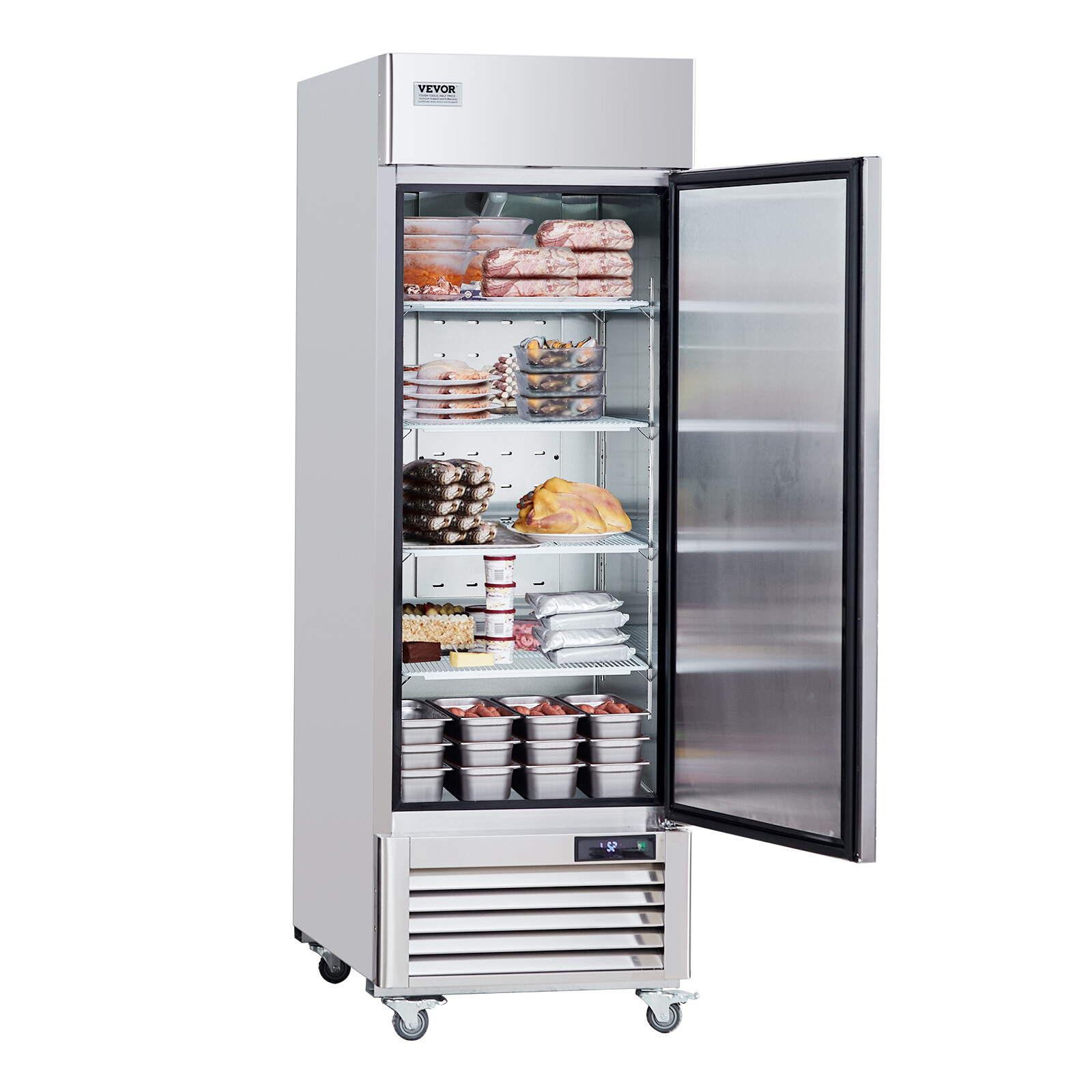 VEVOR Commercial Freezer 19.32 Cu.ft Reach In Upright Freezer 1 Door 4 Shelves
