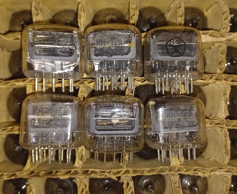 6 x Gazotron IN-12 Nixie Tubes