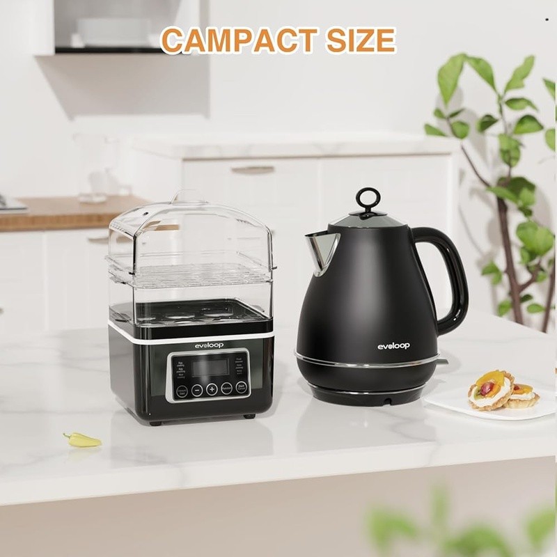 2 Tier Electric Vegetable Steamer W/ Timer Keep Warm Feature & Egg Cooker New