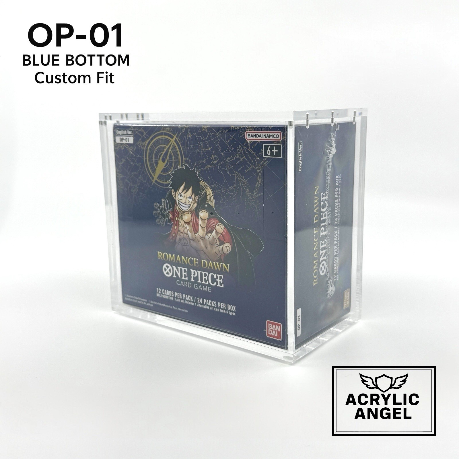 One Piece OP-01 Blue Bottom Booster Box Acrylic Case | Magnetic Lid | UV Res.