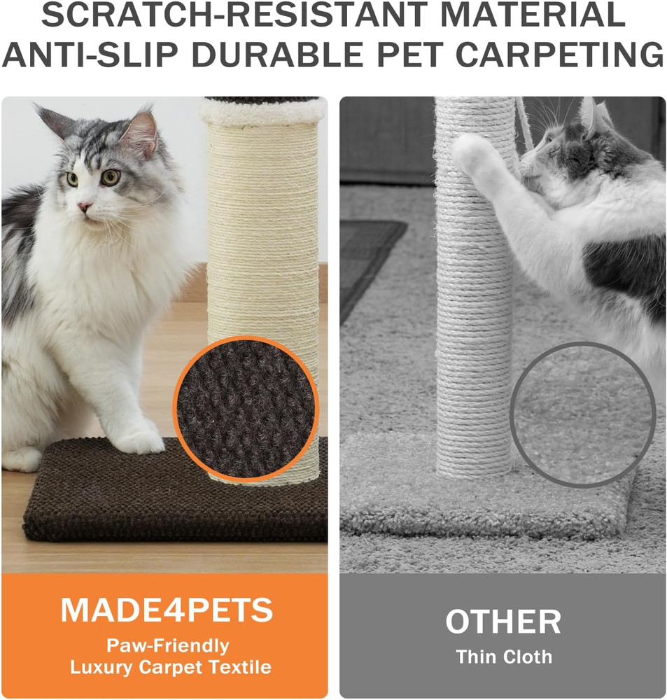 Made4Pets Tall Cat Scratching Post, Heavy Duty and Thicker Scratching Posts for