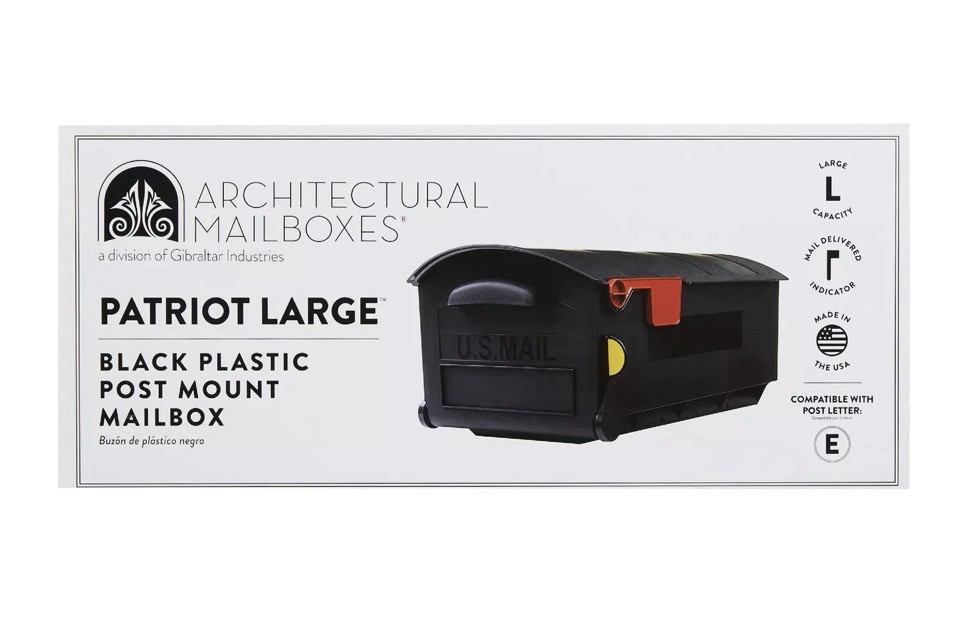 Gibraltar Patriot Black Plastic Large Post Mount Mailbox - A2000