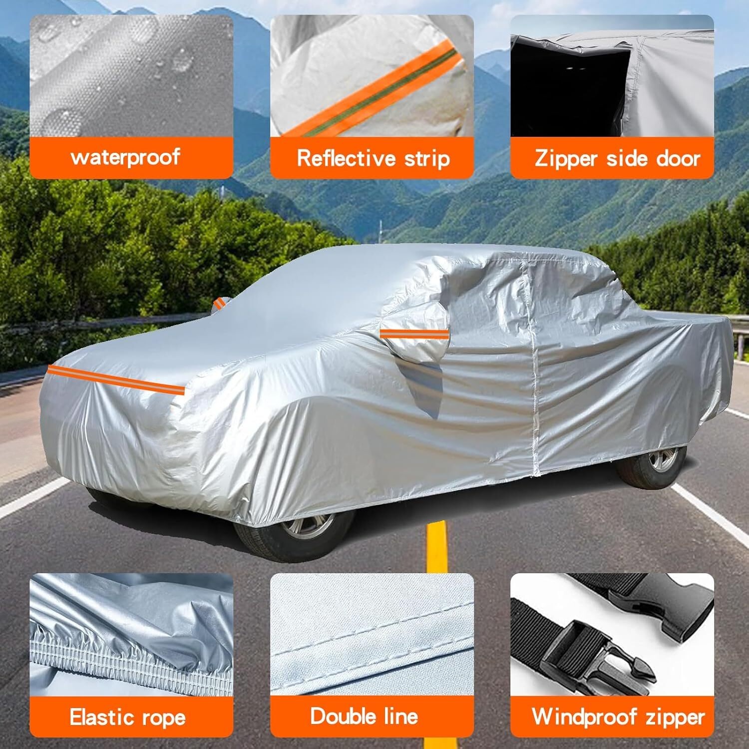 Universal 210 inch Waterproof Pickup Truck Car Cover All Weather Protection