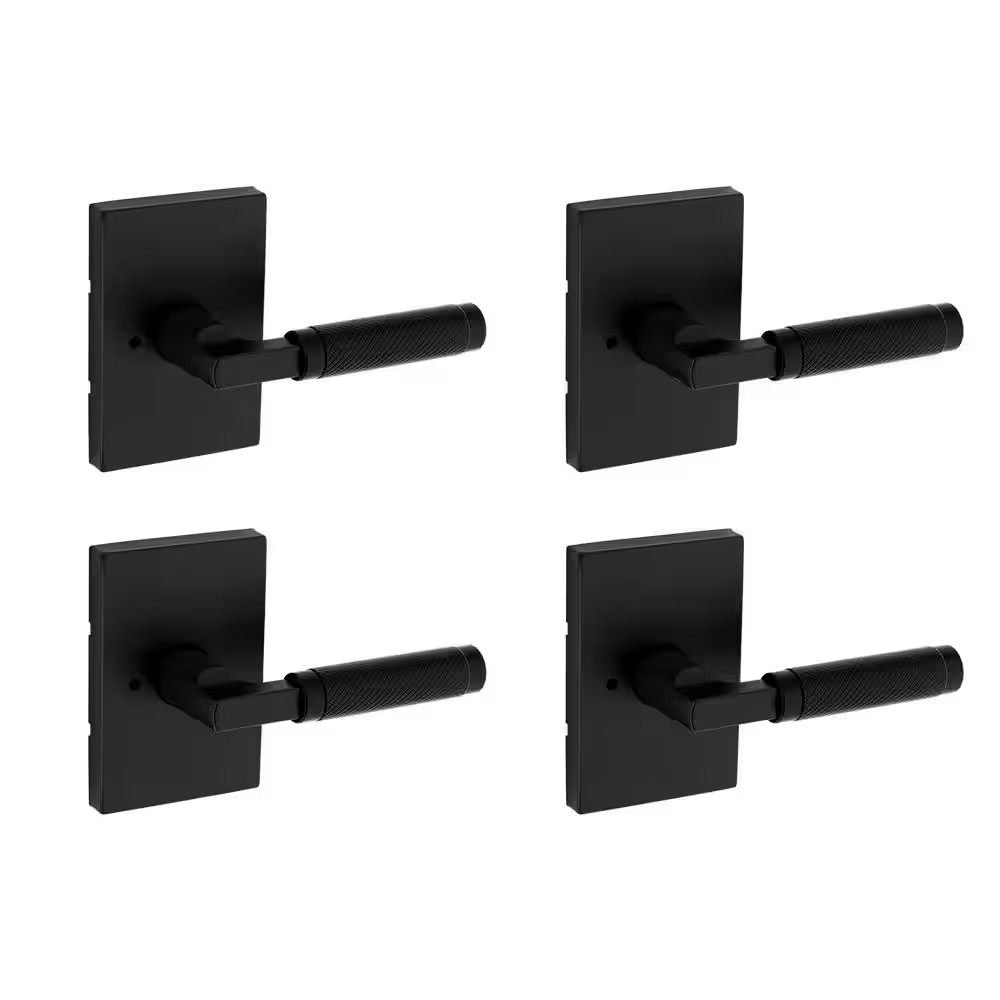 Prava Matte Black Privacy Bed/Bath Door Handle 4-Pack