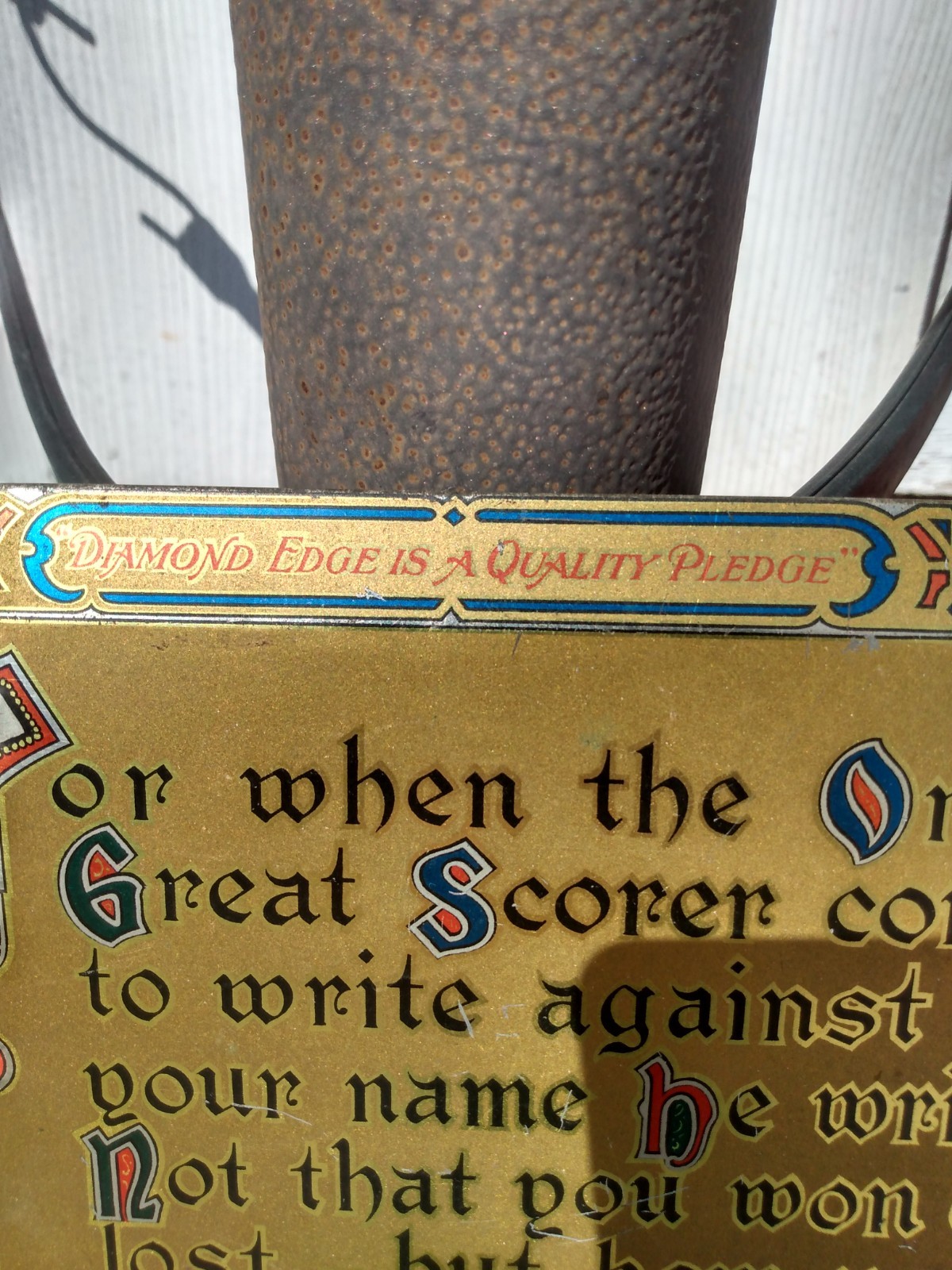 Shapleigh Hardware Co Diamond Edge Is a Quality Pledge Metal sign St Louis Mo