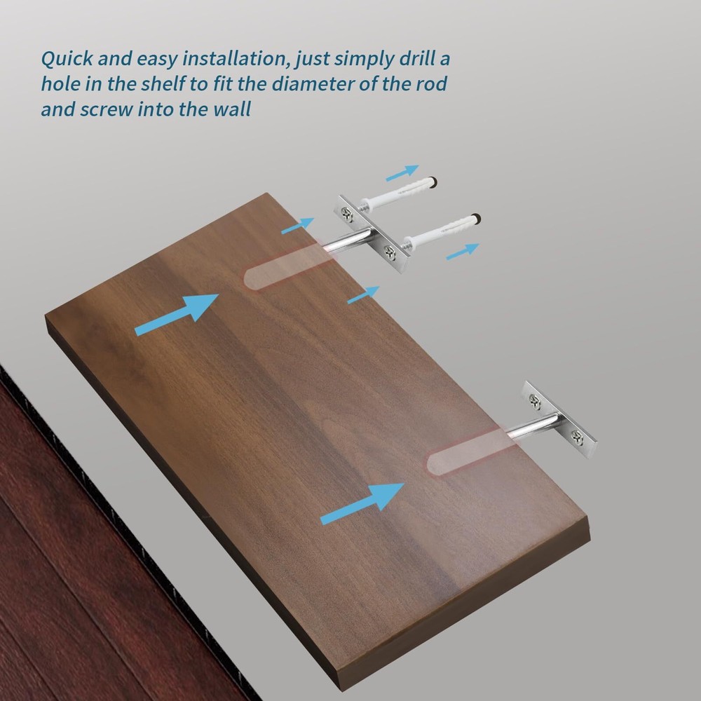 6Pcs Floating Shelf Brackets 4" Concealed Blind Shelf Support for Mounting Wo...