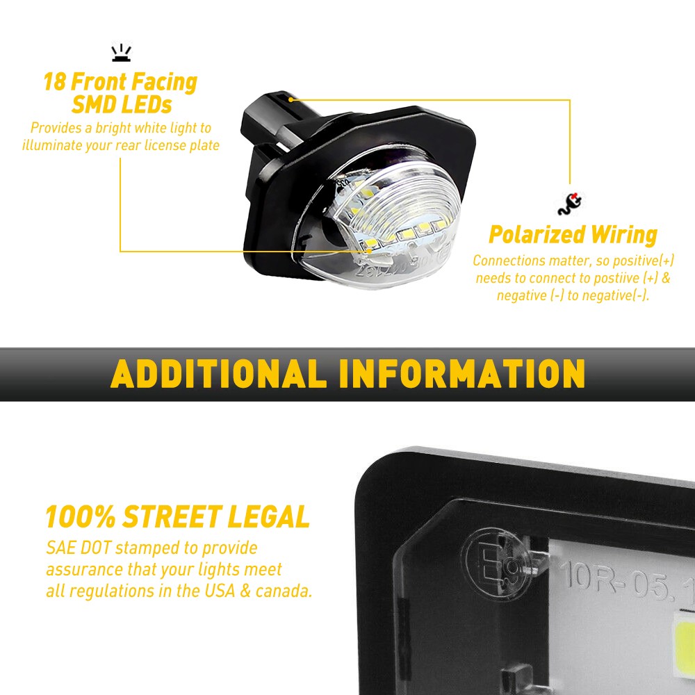 AUXITO 18LED License Light Plate For 2009-2013 Toyota Corolla Tag Lamp 6000K EXV