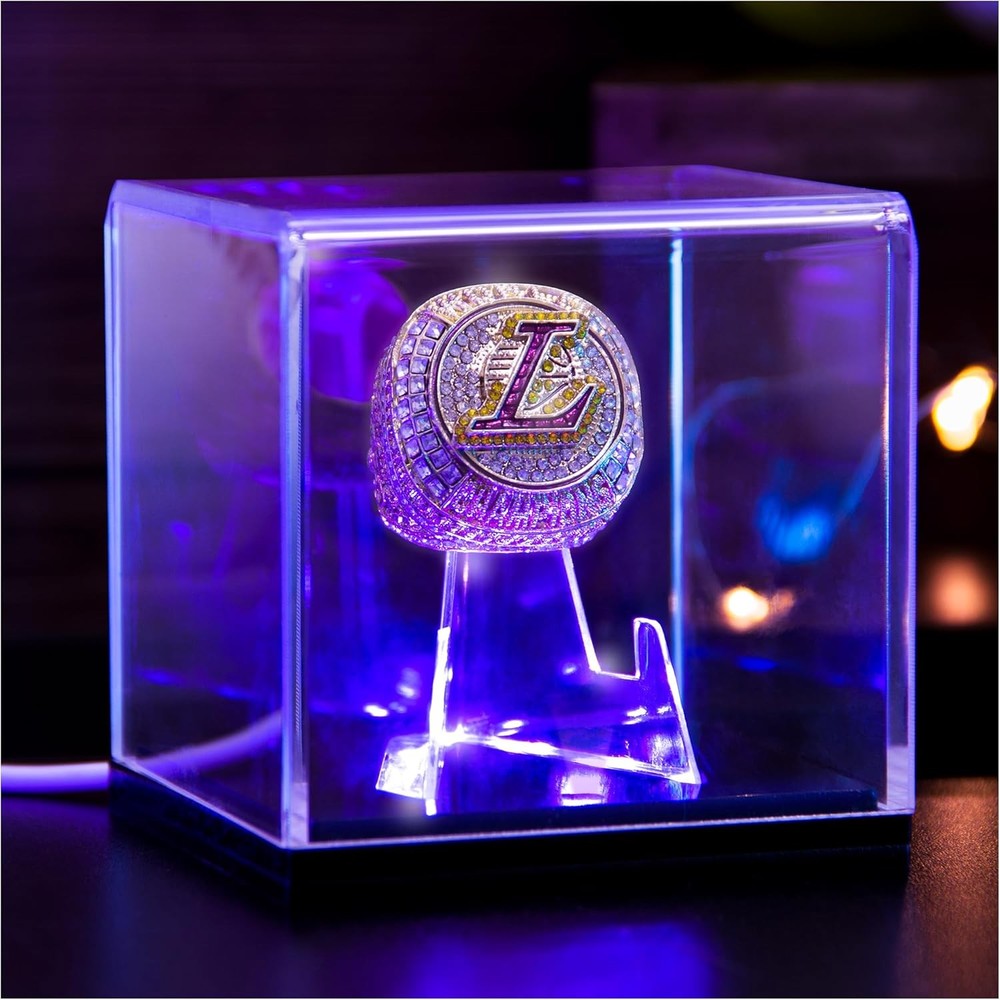 Championship Ring Display Case with Led Light, UV-Protected Clear