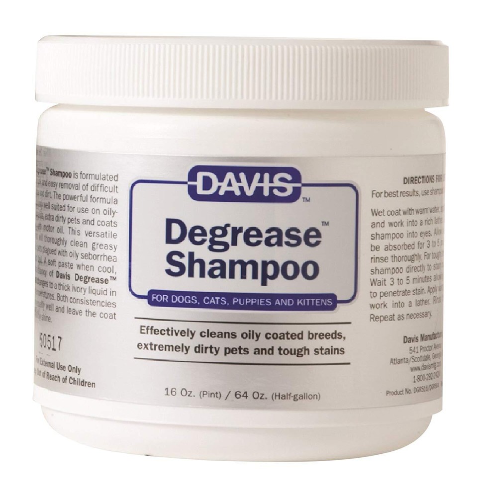 Davis Degrease Shampoo Cleans Oily Coats, Very Dirty Pets, Tough Stains, 16 oz