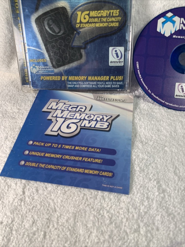Mega Memory 16MB Memory Manager (Playstation 2, PS2) Case Manual & Disc - Tested