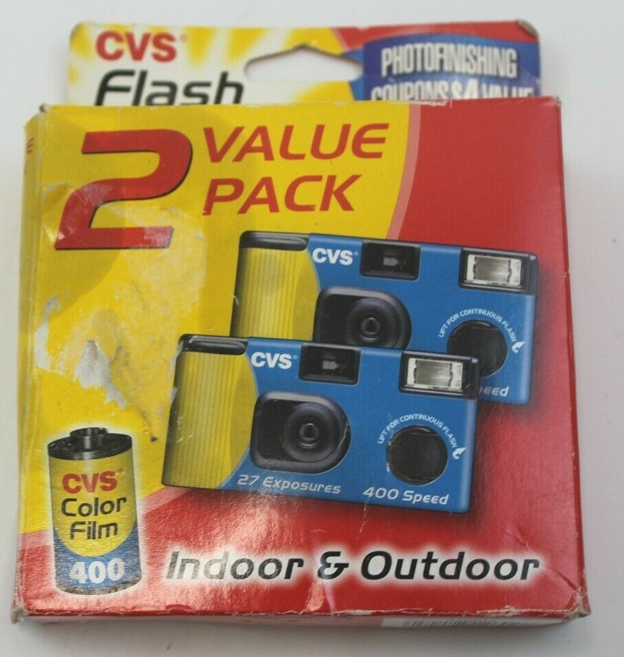 CVS Flash Indoor & Outdoor Camera 2-Pack 54 Exposures NEW