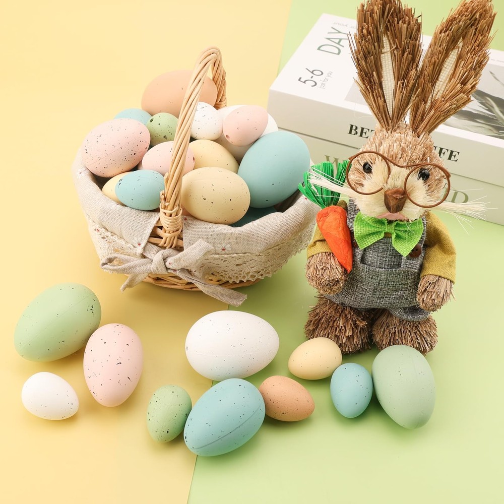36 Speckled Easter Eggs, Assorted 3 Sizes Decorative Pastel Eggs Bowl and Vas...