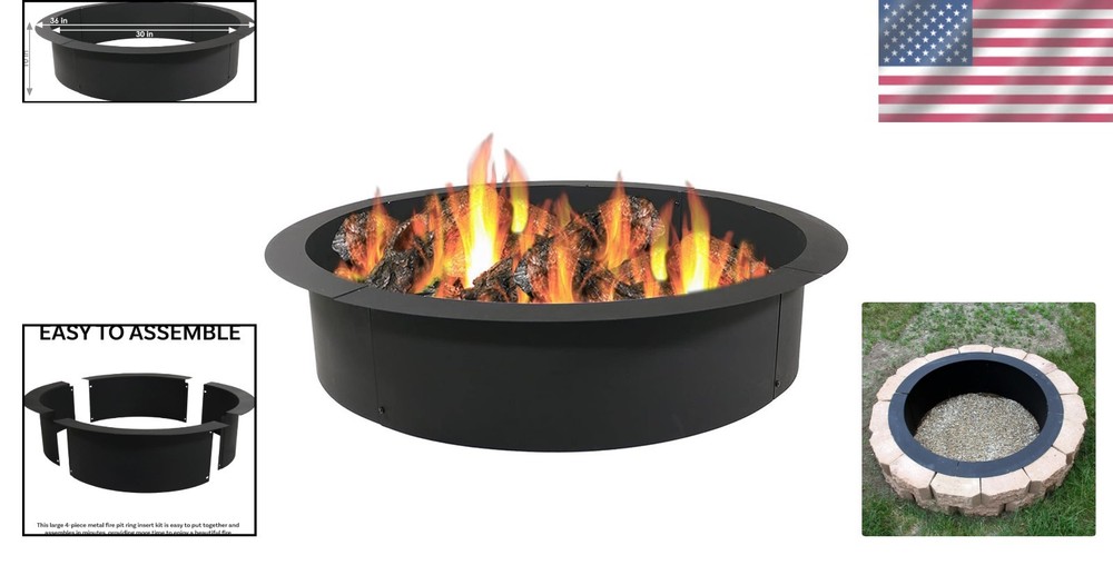 Customizable 36-Inch Fire Pit Insert - Easy Assembly with Safety Features