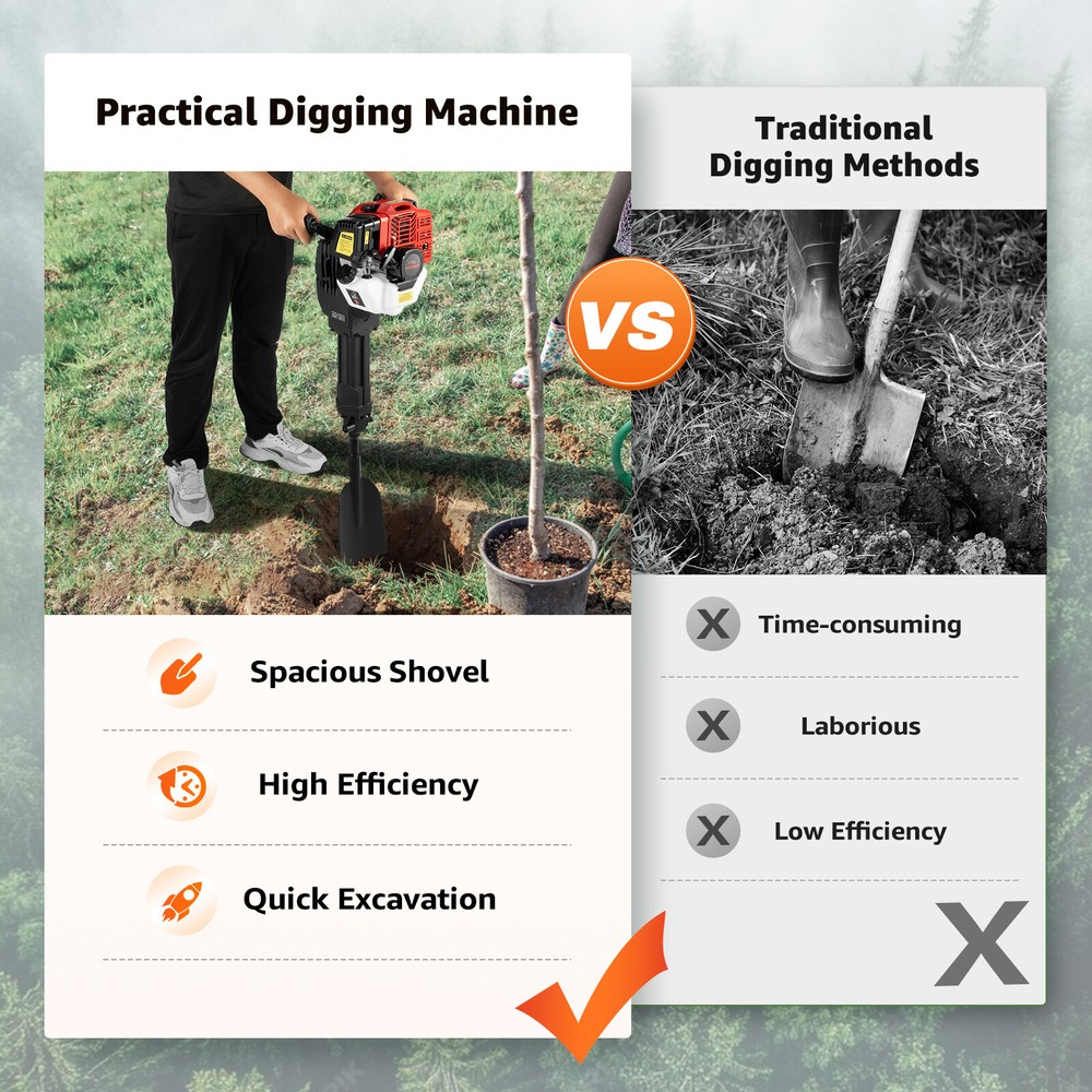 Handheld Trencher Digger Machine 52CC 2Stroke Garden Tree Digger Digging Machine