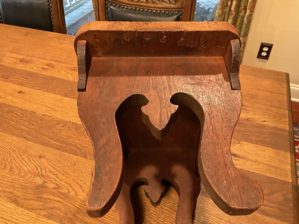 ANTIQUE HANDMADE SOLID WOOD ORNATE SCROLLWORK FOOT STOOL