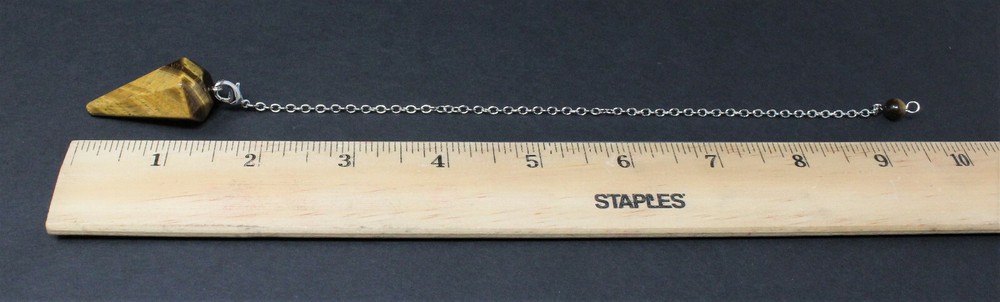 Tiger Eye Faceted Pendulum with Chain (Dowsing, Divination)