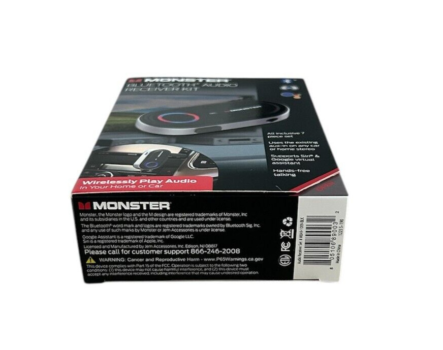 Monster New 7 Piece Bluetooth Auxiliary Audio Receiver Kit, 1.5 in, 0.33 lb