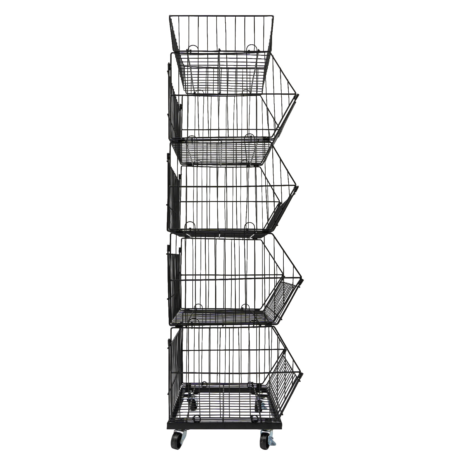 5 Tier Wire Grid Retail Display Shelf Merchandise Display Rack Stand W/ Wheels