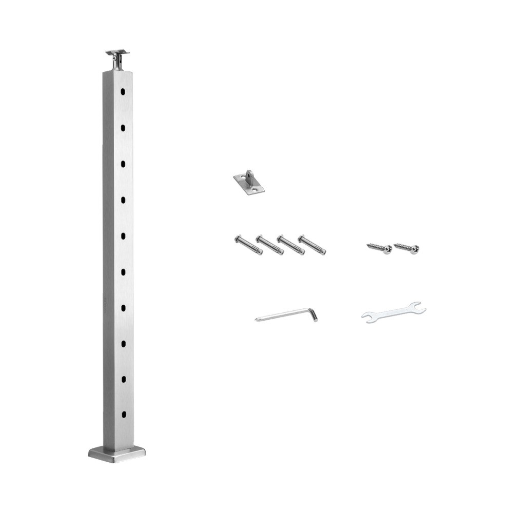 Cable Railing Post, Stainless Steel Deck Handrail w/ Mounting Bracket