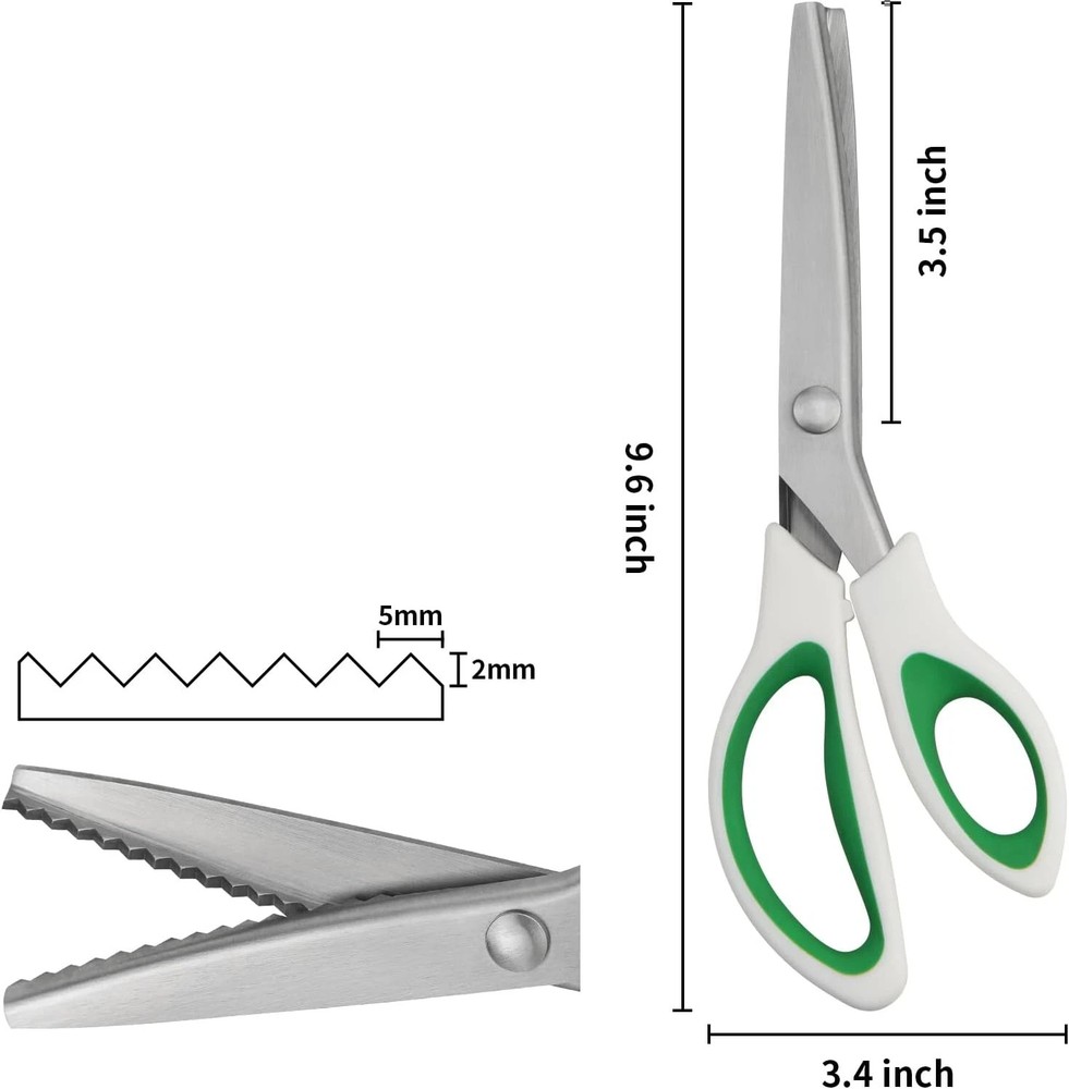 Pinking Shears, 9" Zig Zag Craft Scissors Decorative Edge, Pinking Shears for Fa