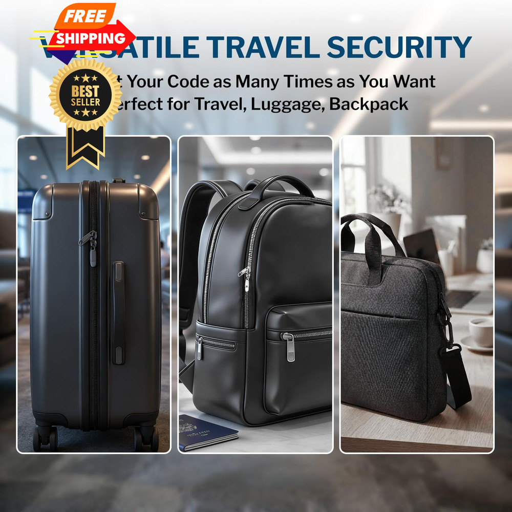 Forge Open Alert TSA Approved Luggage Locks - 3 Digit Combination, Easy Black