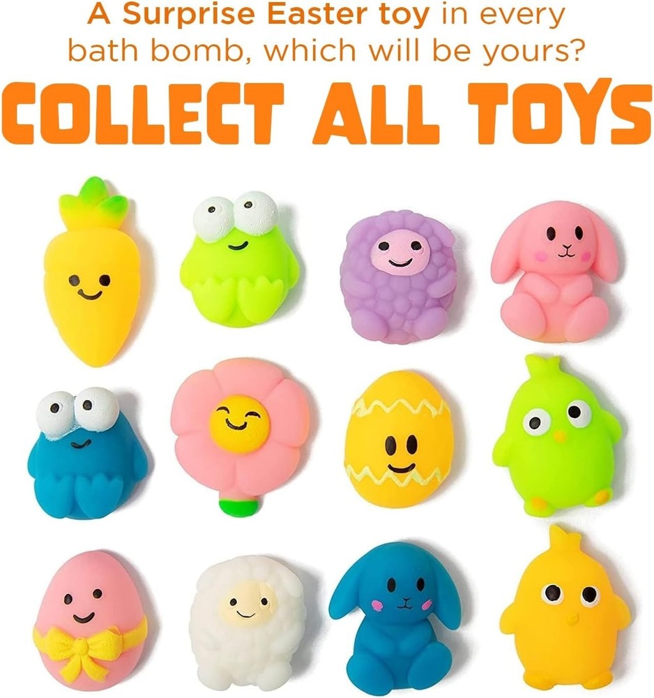 Large 6-Pack Easter Bath Bombs with Toys - Colorful & Kid-Friendly Bathing Fun