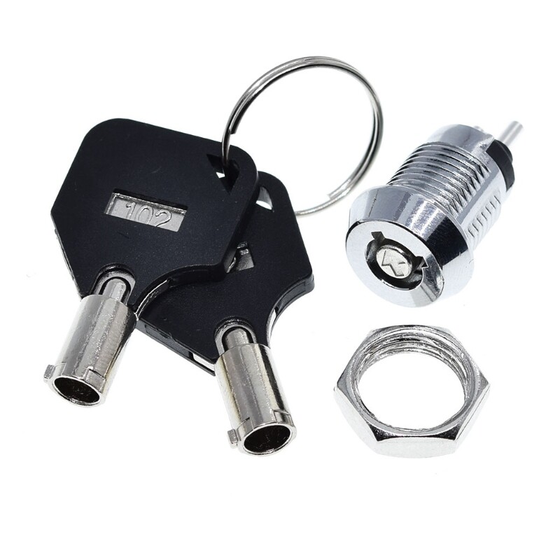 12mm Tubular for Key Elevator Lock Switch with 2 Keys & Nut Easy to Install