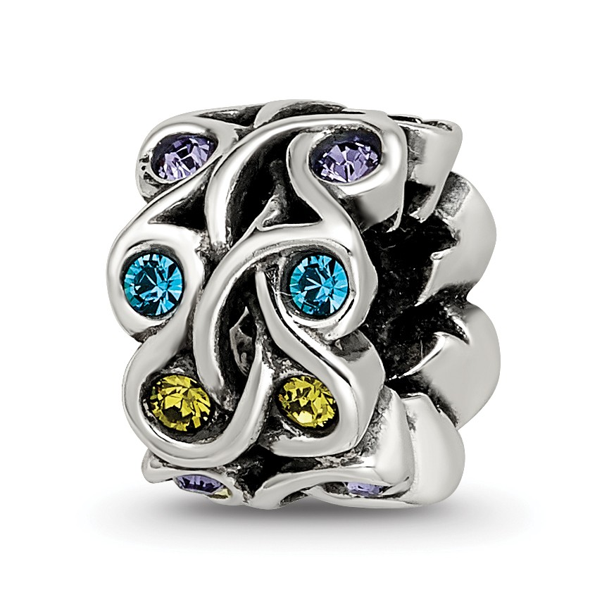 Silver Reflections Crystals Mandala Spacer Bead QRS3473