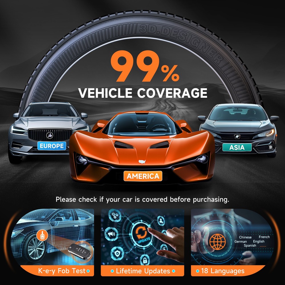 FOXWELL T2000 PRO Tire Pressure TPMS Relearn Activate Sensors Programming Tool