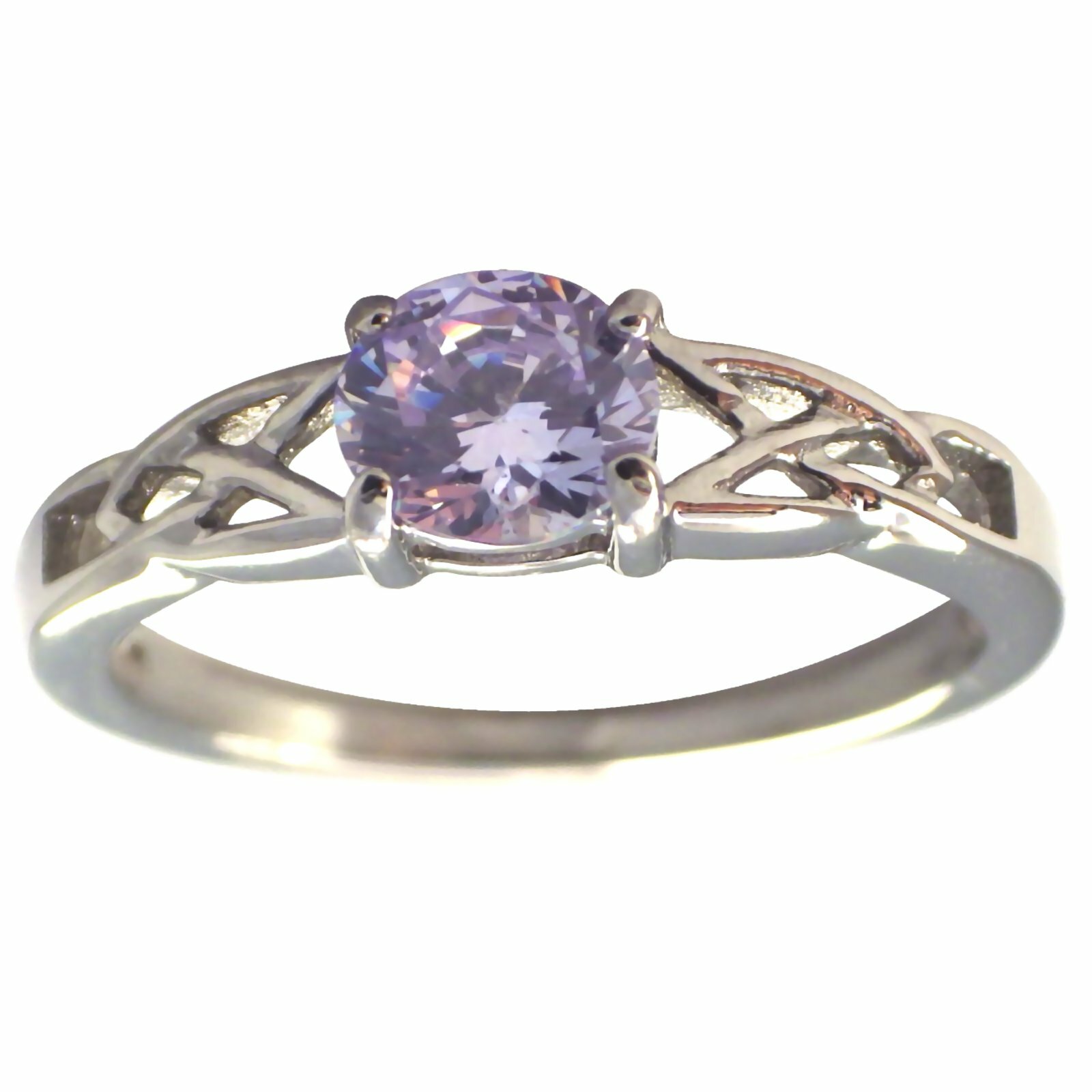 Celtic June Birthstone Ring Purple Cubic Zirconia Handfasting Engagement Band