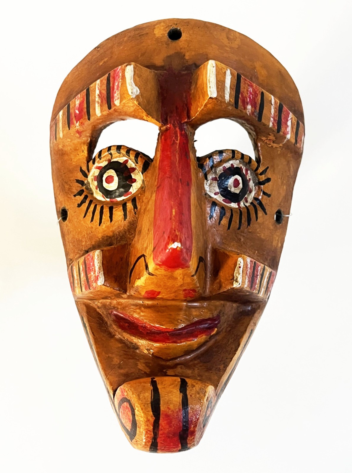 VTG MEXICAN GUERRERO FOLK ART HAND CARVED WOOD MORO CHINO CULTURAL DANCE MASK