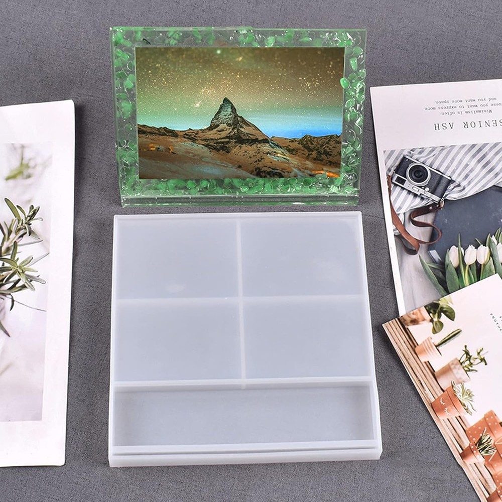 2-Pack Silicone Photo Frame Resin Molds Set - Rectangle & Heart Epoxy Casting...