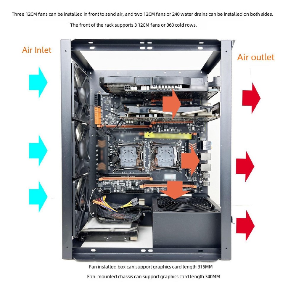 Open Computer Case PC Case Steel Open Chassis Rack Professional Accessories