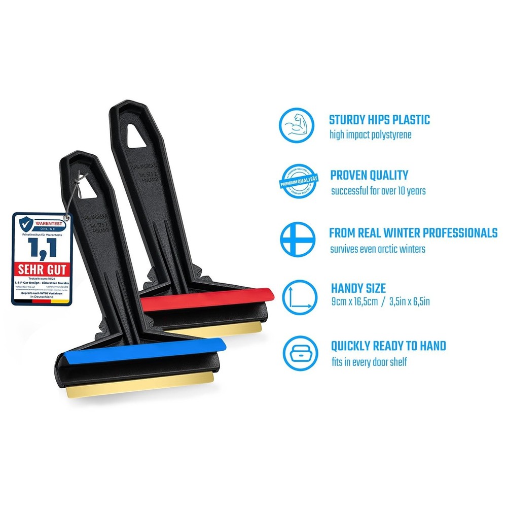 Car Ice Scraper Brass Blade - Fast, Easy & efficient - [ 2 Pack ] Ice Scraper...