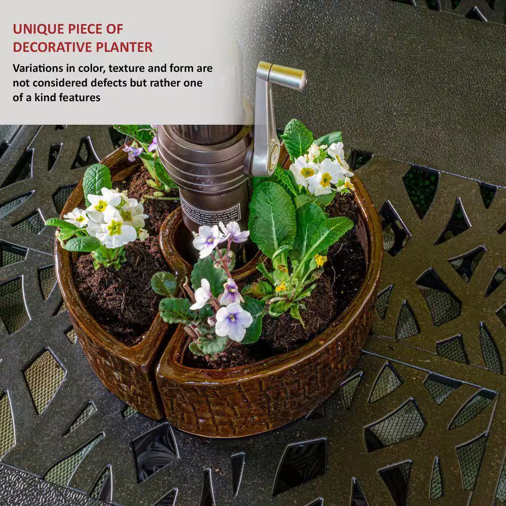 Terra Brown Cobblestone Umbrella Planter