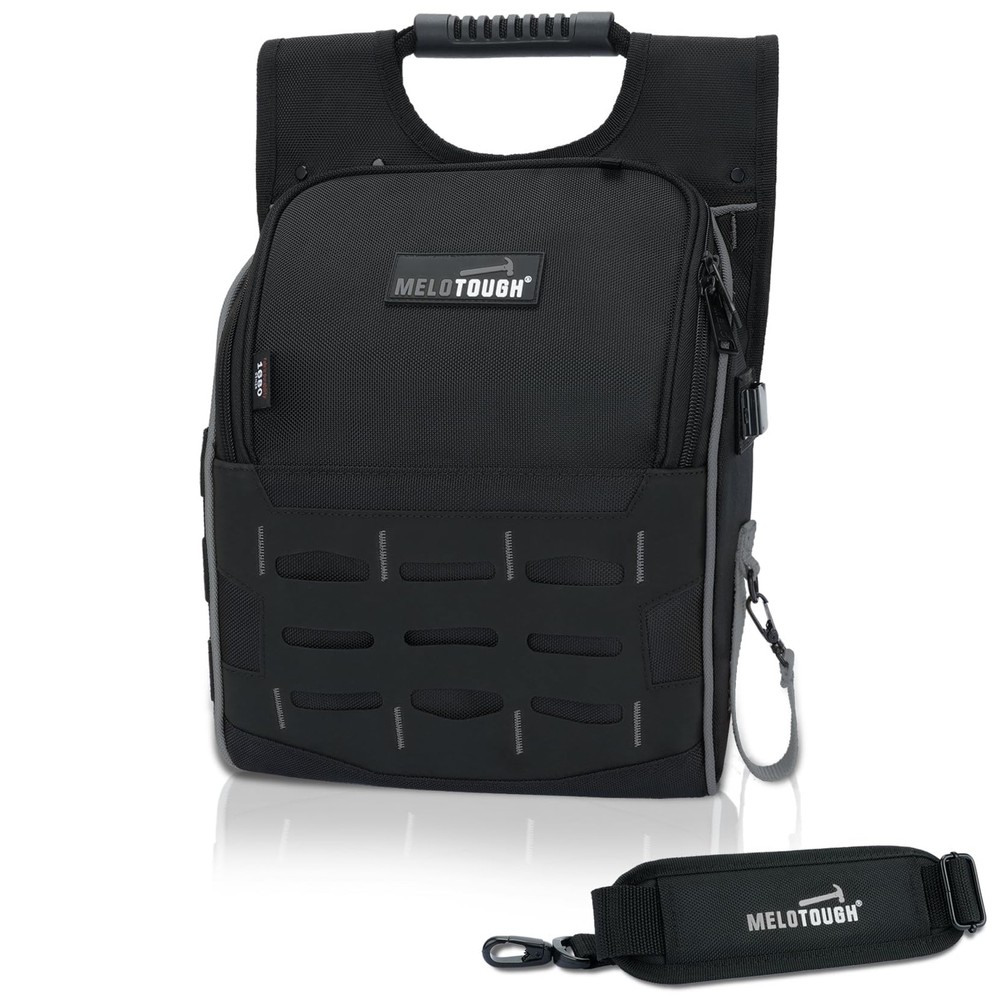 Electrician Tool Pouch Bag w/ Shoulder Strap, Multiple Pockets, Grey Design