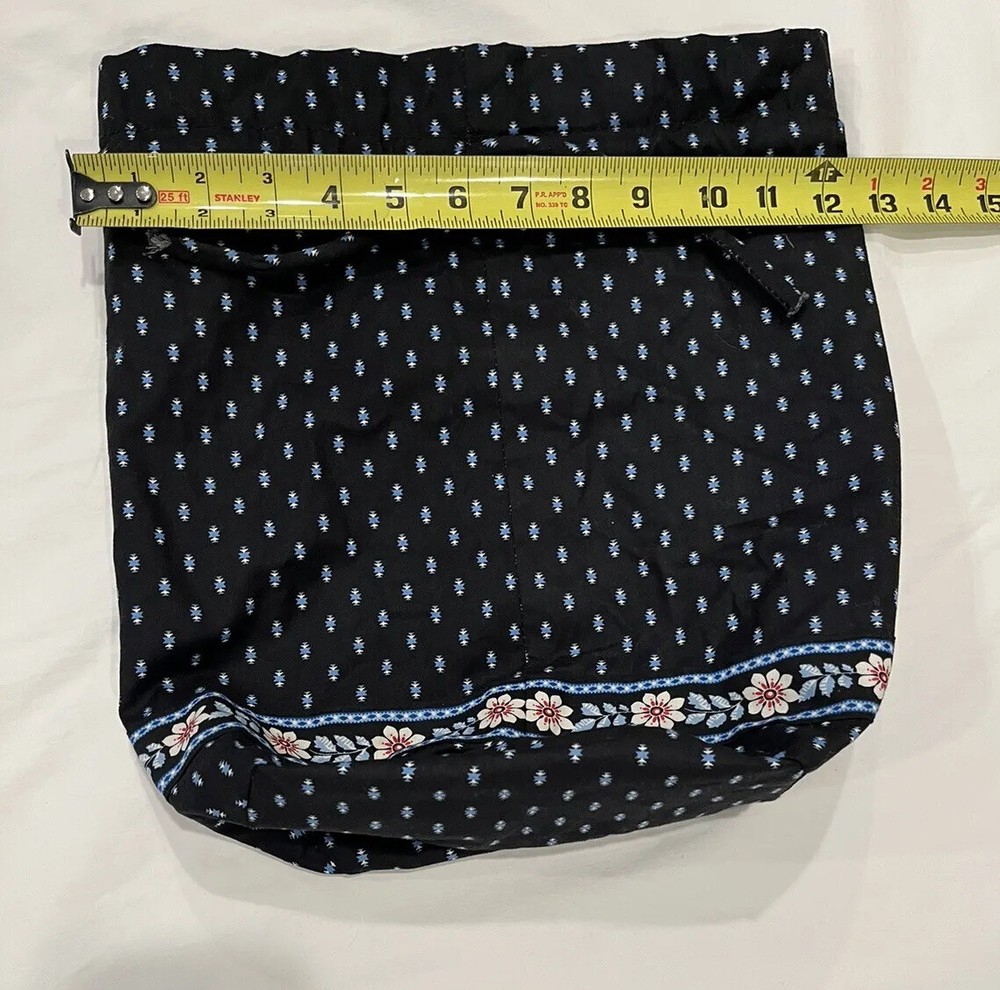 Vera Bradley Lined Ditty Drawstring Bag in Alpine Black Pattern Made in USA